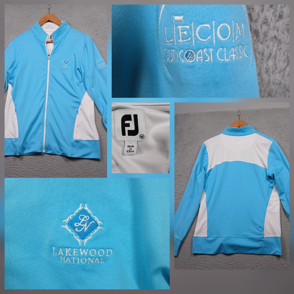 FootJoy FJ‎ Golf Jacket Women's M Blue White Lakewood National LECOM Suncoast